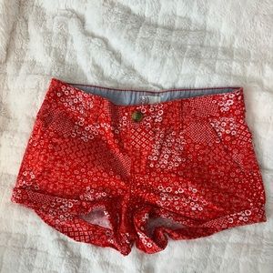 Floral red shorts